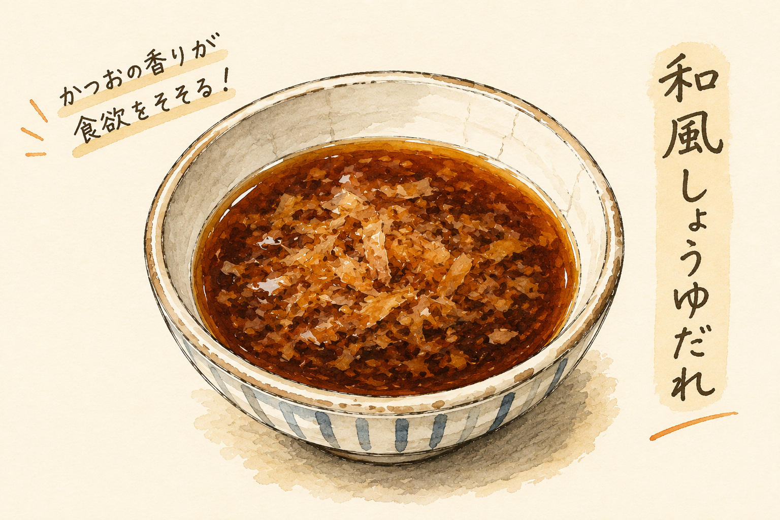 ポン酢風さっぱりだれの手書きイラスト