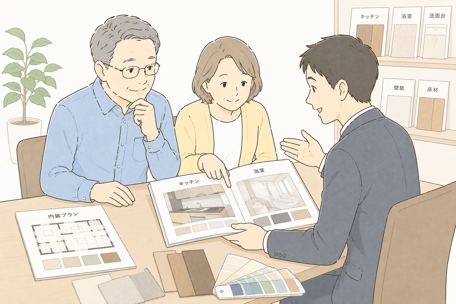 設備や内装の色と仕様を選ぶイメージ