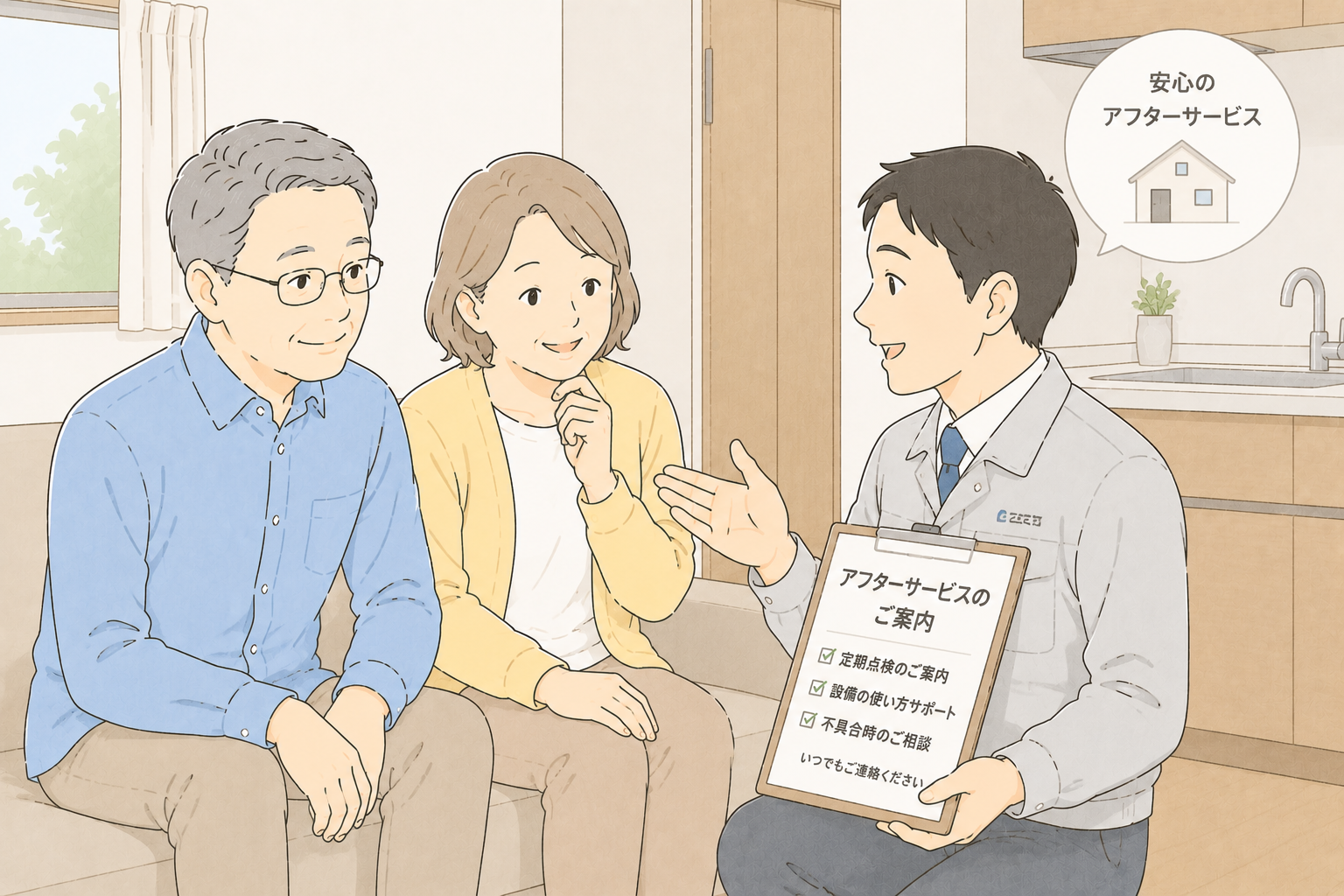 リフォーム後のアフターサービスを受けるイメージ