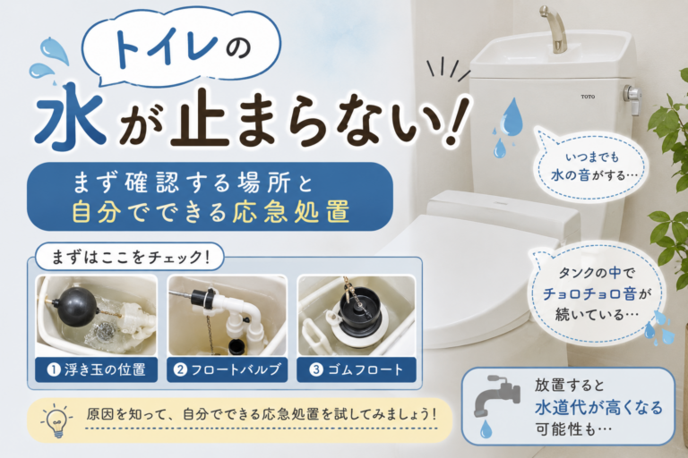 トイレの水が止まらない時の対処法｜タンク内の確認場所と応急処置