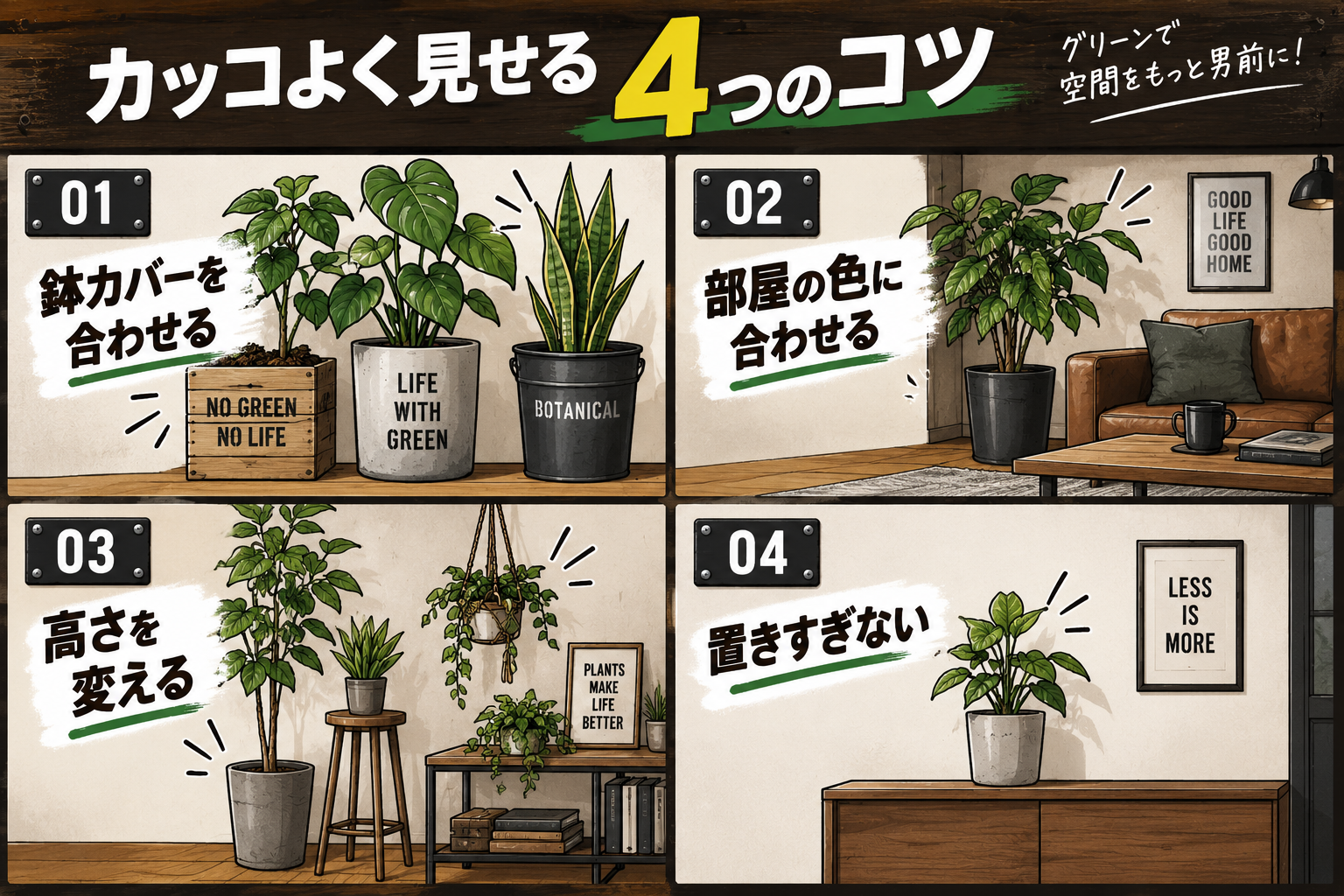 観葉植物をカッコよく見せる4つのコツ