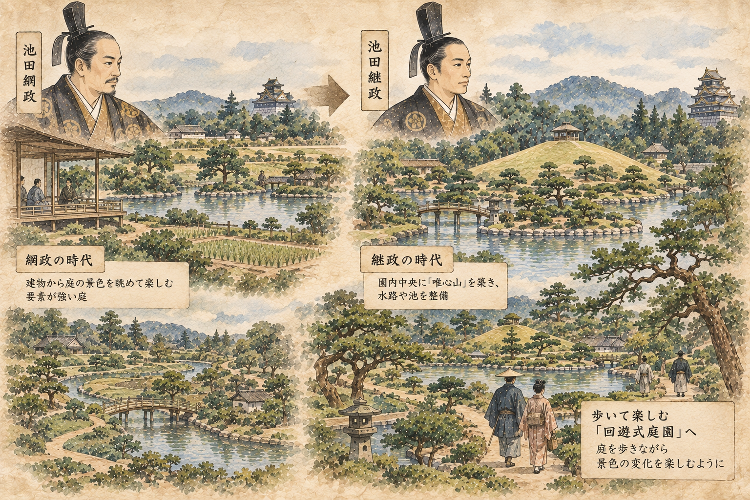歴代岡山藩主によって変化する後楽園のイメージ