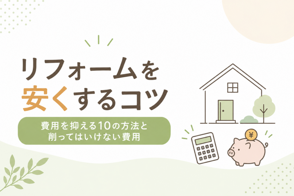 リフォームを安くするコツ｜費用を抑える10の方法と削ってはいけない費用