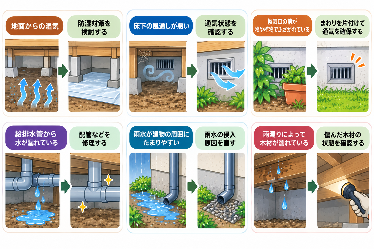 シロアリ被害で見られる主なサイン