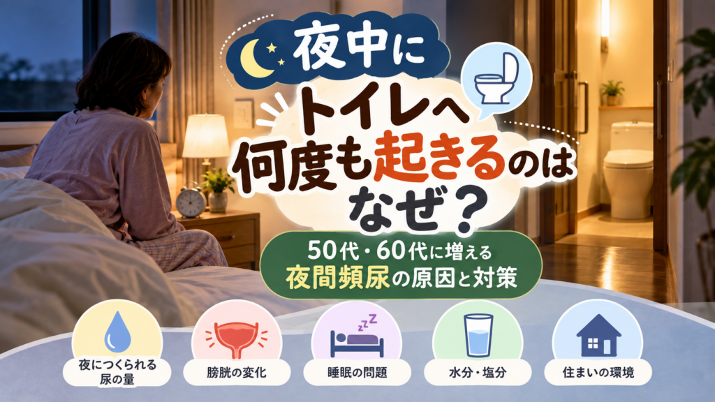 夜中にトイレへ何度も起きるのはなぜ？50代・60代に増える夜間頻尿の原因と対策